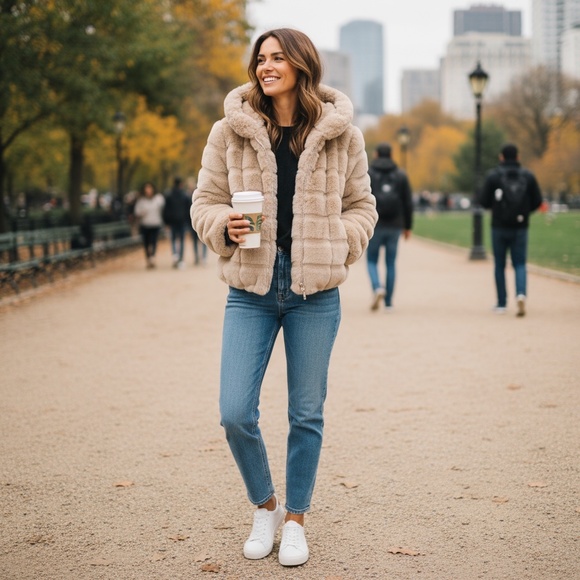 Women’s Faux Fur Hooded Jacket size M. NWT - Picture 3 of 10